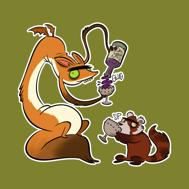 Boozy Grapes Time with Fox Dragon and Red Panda by westinchurch