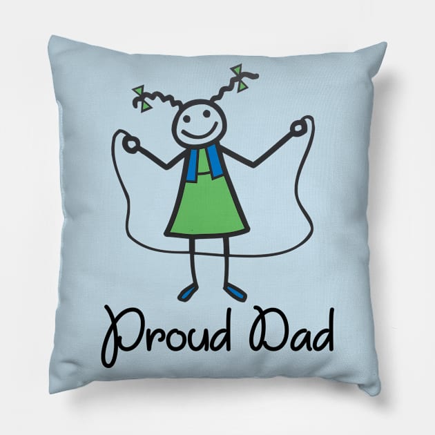 Proud Dad Rope Skipping Stick Girl Daughter School Gift Pillow by peter2art