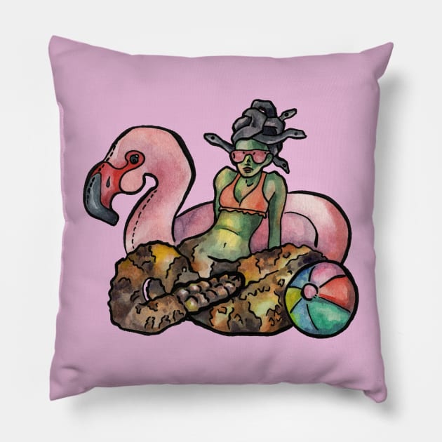 Malibu Medusa Pillow by JenTheTracy