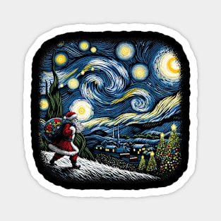 Van Gogh Starry Night Santa Christmas Winter Snowy Night Magnet