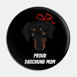 Proud Daschund Mom Dog lover - white text Pin