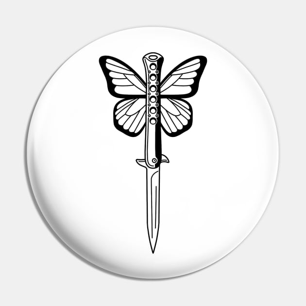 Black and White Butterfly Knife Tattoo Amazing Pin TeePublic