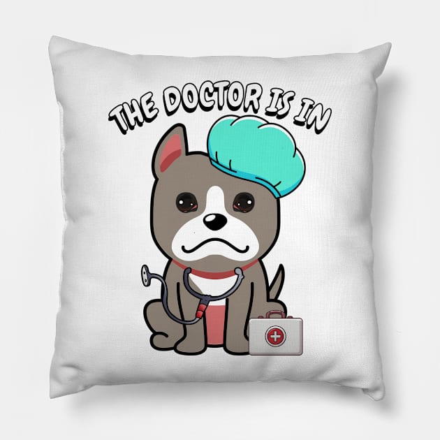 Cute grey dog is a doctor Pillow by Pet Station