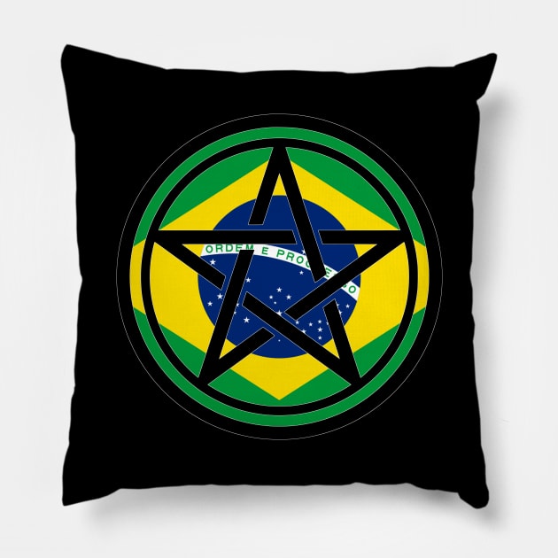 Large Print Pentacle Brazil Flag Pillow by aaallsmiles