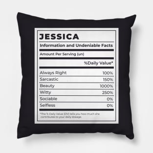 Funny Food Label Female Ingredients JESSICA Pillow