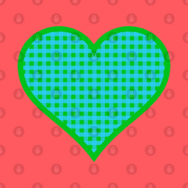 Green and Blue Gingham Heart by bumblefuzzies