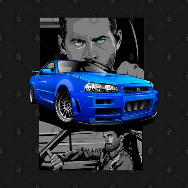 Paul Walker x GTR-R34 by rizadeli