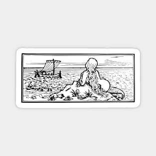 Mermaid Observing Passing Ship Magnet