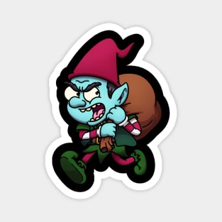 Evil Christmas Elf Stealing Presents Magnet