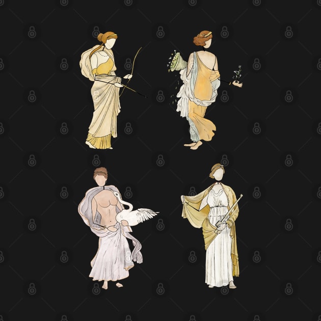 Ladies of the Villa of Ariadne - Flora, Medea, Leda and Diana sticker set by GreekMythComix