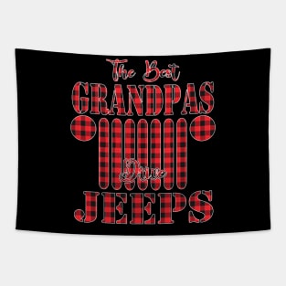 The Best Grandpas Drive Jeeps Red Plaid Jeep Matching Pajama Family Buffalo Jeeps Lover Tapestry