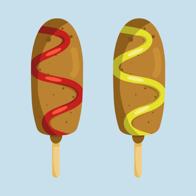 Corndogs with Ketchup and Mustard by PandLCreations