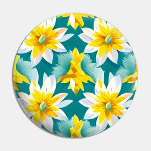 White Daffodils Geometric Artwork Pin