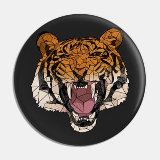 Roaring Tiger Geometric Sketch Art Pin