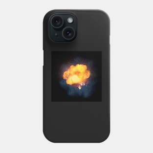 Realistic fiery explosion, orange color with sparks and smoke Phone Case