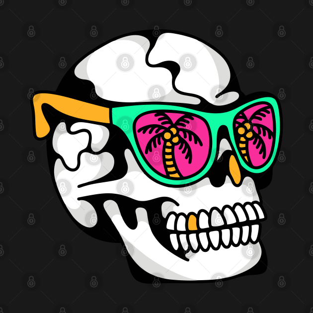 Skull vacation palm trees by Bojes Art