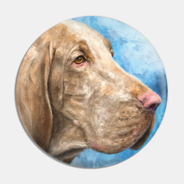 Bloodhound Painting on Light Blue Background Pin by ibadishi