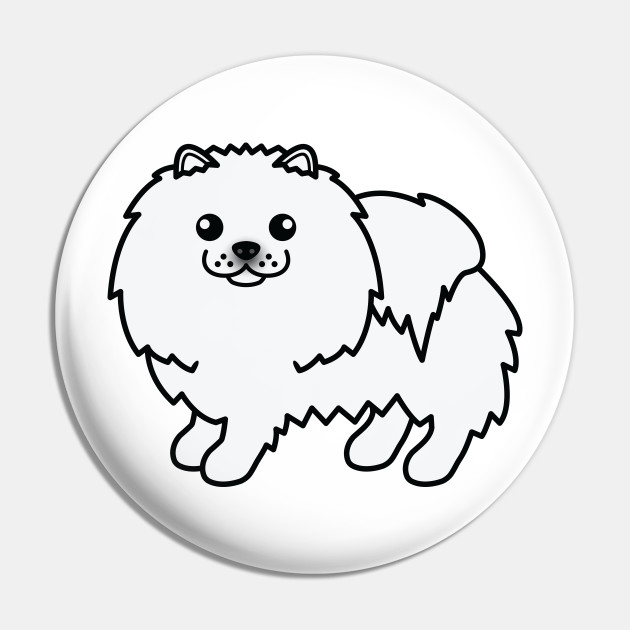 White Pomeranian Dog Cute Cartoon Illustration Pomeranian Pin Teepublic