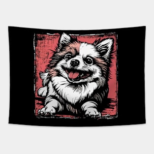 Retro Art Pomeranian Dog Lover Tapestry