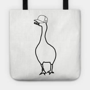 White Goose Wearing Stolen Hat Outline Tote