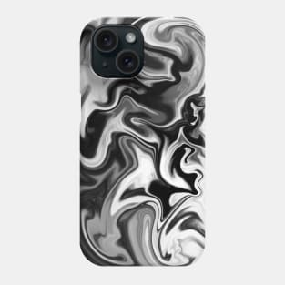 Fluid Black and White Marbleized Ink Phone Case