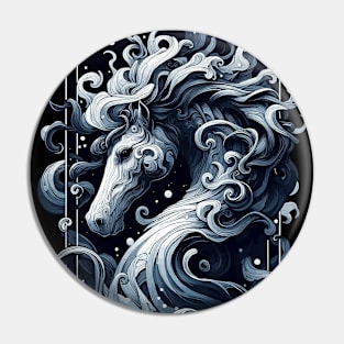 Monochromatic Outline Hippocampus Seahorse Pin