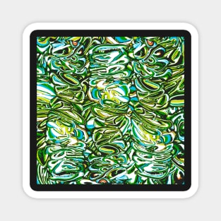 Pond Pour - Funky Green Pattern - Paint Pour Art - Unique and Vibrant Modern Home Decor for enhancing the living room, bedroom, dorm room, office or interior. Digitally manipulated acrylic painting. Magnet