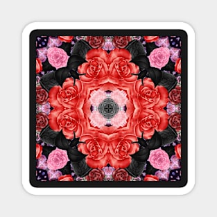 Crystal Hearts and Flowers Valentines Kaleidoscope pattern (Seamless) 31 Magnet