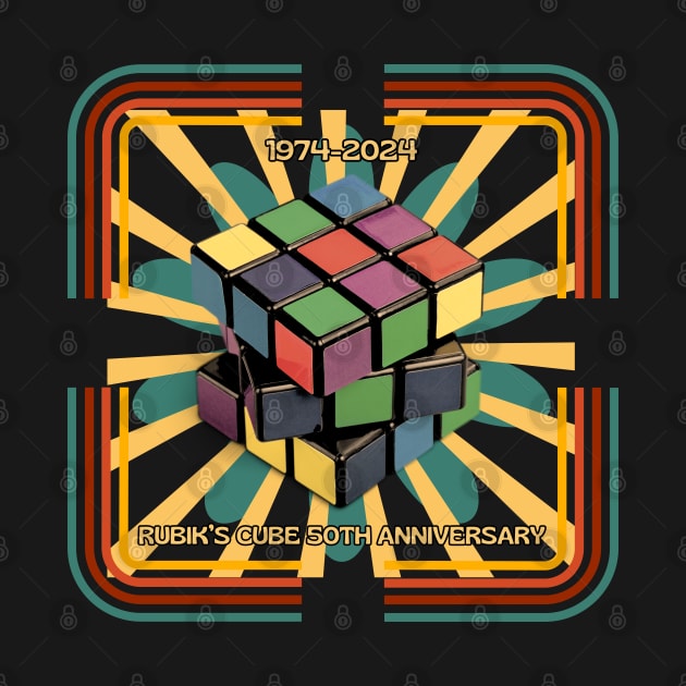 1974-2024 Rubik's cube 50th anniversary, retro by UnCoverDesign