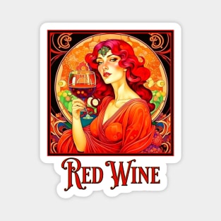 Art Nouveau Red Wine Magnet