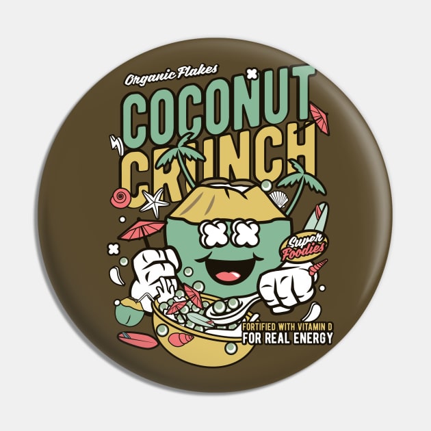 Retro Cereal Box Coconut Crunch // Junk Food Nostalgia // Cereal Lover Pin by Now Boarding