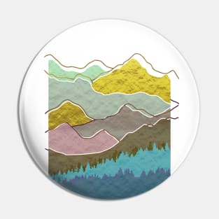 Watercolor Mountains Geometric Nature Woods Aesthetic Pin