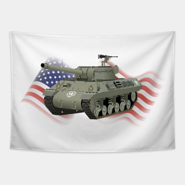 M36 Jackson American WW2 Tank Destroyer Tapestry by NorseTech