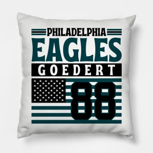 Philadelphia Eagles Goedert 88 American Flag Football Pillow