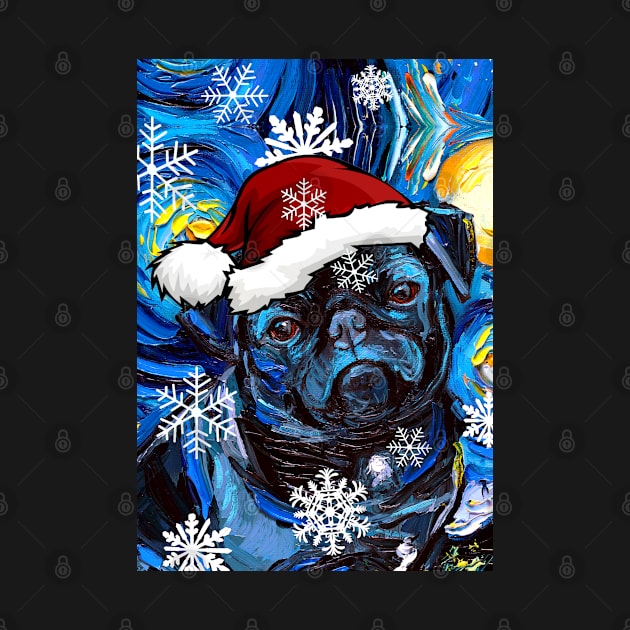 Black Pug Santa by sagittariusgallery