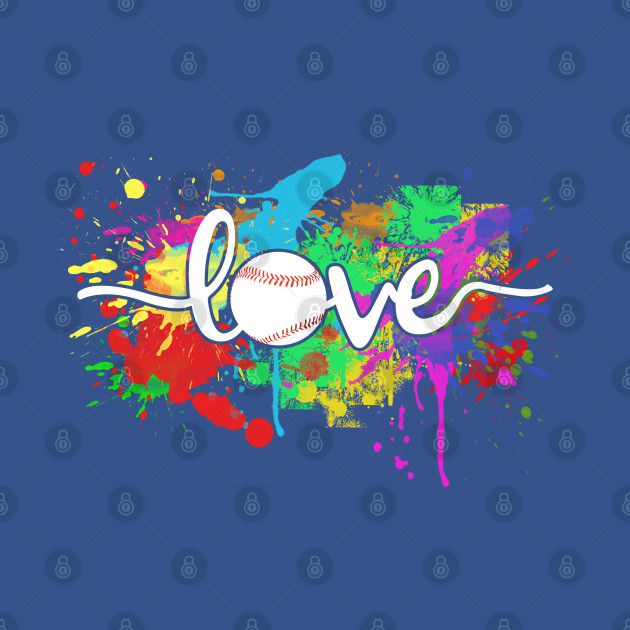 Disover Baseball Love Colorful Typography Art - Baseball Design - T-Shirt