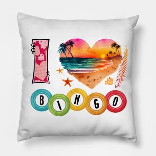 I Love Bingo Valentines Day Sunset Pillow