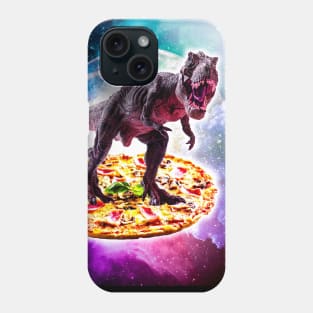 Tyrannosaurus Rex Dinosaur Riding Pizza In Space Phone Case