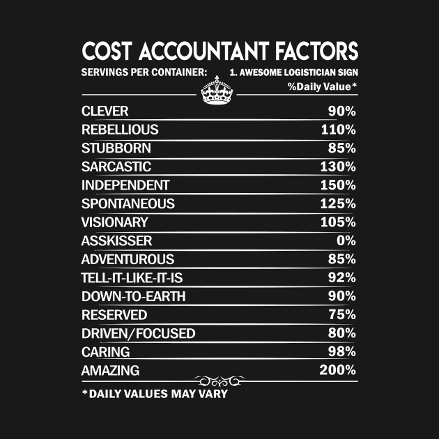 Cost Accountant T Shirt - Cost Accountant Factors Daily Gift Item Tee by Jolly358