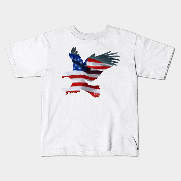 Eagle American Flag Oil Painting Silhouette Eagle Kids T Shirt
