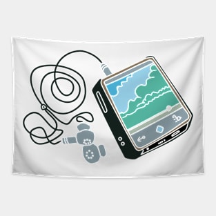 colorful illustration of a small music player Tapestry