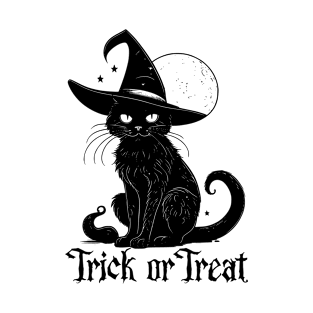 Black Cat Halloween Trick or Treat T-Shirt