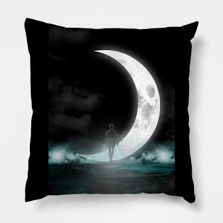 Silhouette next to the moon Pillow