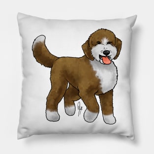 Dog - Sheepadoodle - Brown and White Pillow