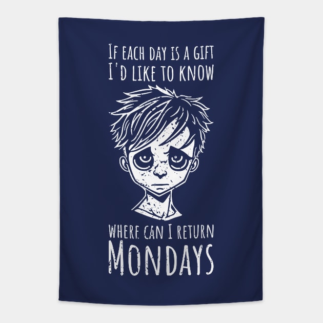 Funny Monday Blues For Men - vertical distressed Tapestry by NeverDrewBefore