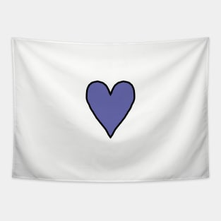 Small Very Peri Periwinkle Blue Heart Line Drawing Color of the Year 2022 Tapestry