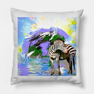 Zebra:  Earth A Home For All Pillow