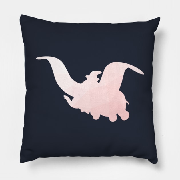 Geometric Dumbo Silhouette Millennial Pink Pillow by FandomTrading