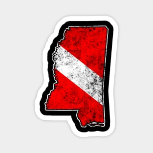 Mississippi Dive Flag Scuba Diving State Map Dive Flag Distressed Magnet