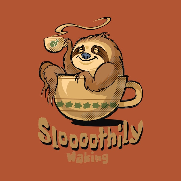 Coffee Sloth Waking by ArtOnTheRun